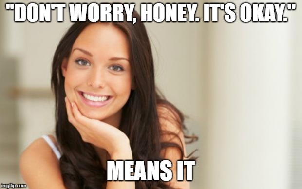 Good Girl Gina |  "DON'T WORRY, HONEY. IT'S OKAY."; MEANS IT | image tagged in good girl gina,relationships,nice,positive,girlfriend | made w/ Imgflip meme maker