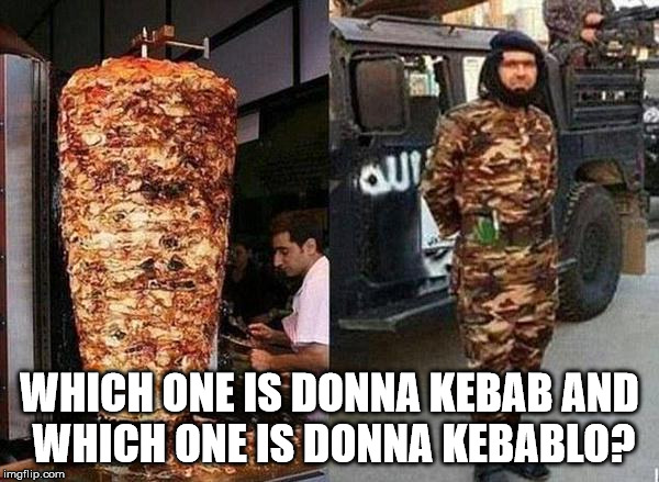 kebab | WHICH ONE IS DONNA KEBAB AND WHICH ONE IS DONNA KEBABLO? | image tagged in kebab | made w/ Imgflip meme maker