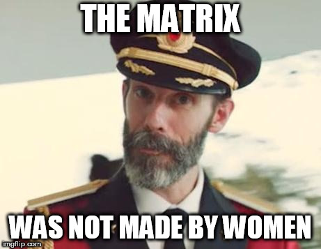 Captain Obvious | THE MATRIX; WAS NOT MADE BY WOMEN | image tagged in captain obvious,the matrix | made w/ Imgflip meme maker