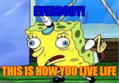 Mocking Spongebob Meme | EVERBODY! THIS IS HOW YOU LIVE LIFE | image tagged in memes,mocking spongebob | made w/ Imgflip meme maker