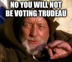 NO YOU WILL NOT BE VOTING TRUDEAU | image tagged in obi wan kenobi | made w/ Imgflip meme maker