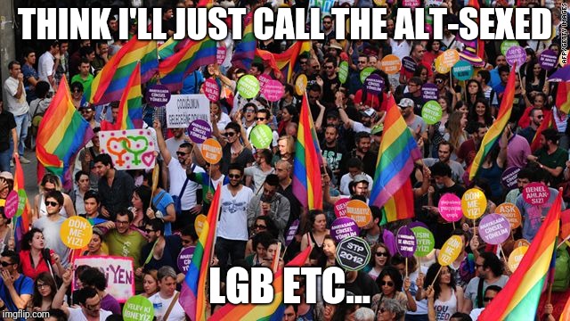 Ell-Gee-Bee-Ee-Tee-Cee | THINK I'LL JUST CALL THE ALT-SEXED; LGB ETC... | image tagged in lgbt | made w/ Imgflip meme maker