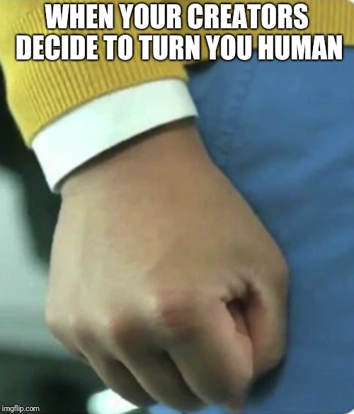 Yes | WHEN YOUR CREATORS DECIDE TO TURN YOU HUMAN | image tagged in memes,arthur fist | made w/ Imgflip meme maker