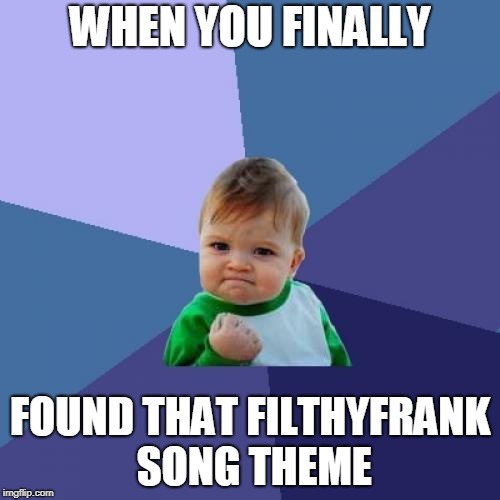 Success Kid | WHEN YOU FINALLY; FOUND THAT FILTHYFRANK SONG THEME | image tagged in memes,success kid | made w/ Imgflip meme maker