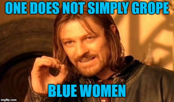 One Does Not Simply Meme | ONE DOES NOT SIMPLY GROPE BLUE WOMEN | image tagged in memes,one does not simply | made w/ Imgflip meme maker