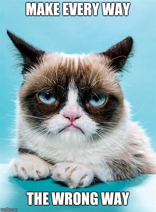 Grumpy Cat | MAKE EVERY WAY; THE WRONG WAY | image tagged in grumpy cat | made w/ Imgflip meme maker