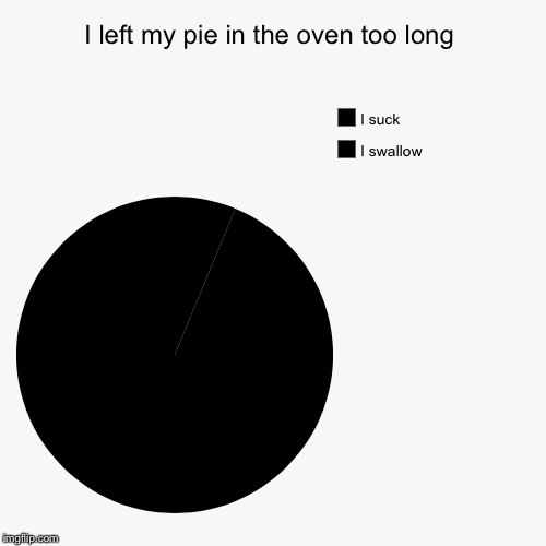 I left my pie in the oven too long | I swallow, I suck | image tagged in funny,pie charts | made w/ Imgflip chart maker