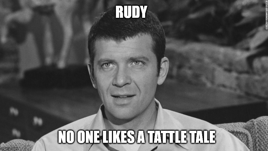 RUDY; NO ONE LIKES A TATTLE TALE | image tagged in tattle tale | made w/ Imgflip meme maker