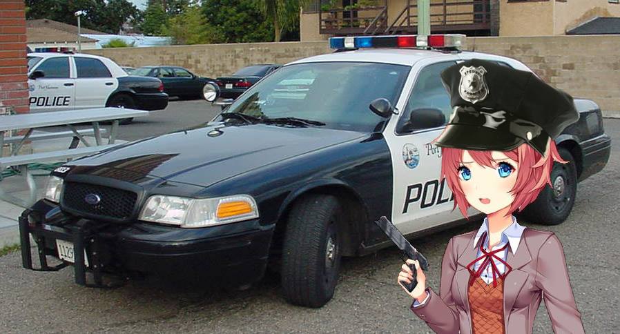 High Quality Sayori The Cop Blank Meme Template