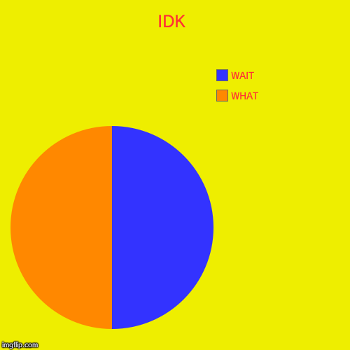 IDK | WHAT, WAIT | image tagged in funny,pie charts | made w/ Imgflip chart maker