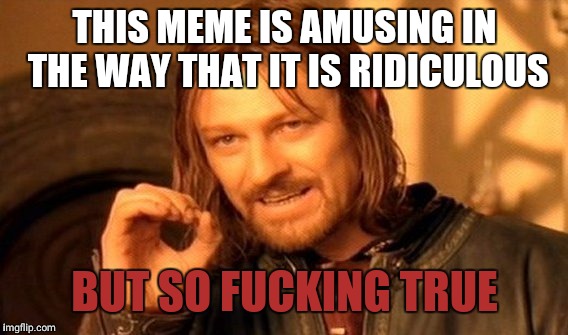 THIS MEME IS AMUSING IN THE WAY THAT IT IS RIDICULOUS BUT SO F**KING TRUE | image tagged in memes,one does not simply | made w/ Imgflip meme maker