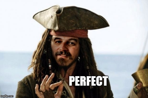 PERFECT | image tagged in jack sparrow harget | made w/ Imgflip meme maker