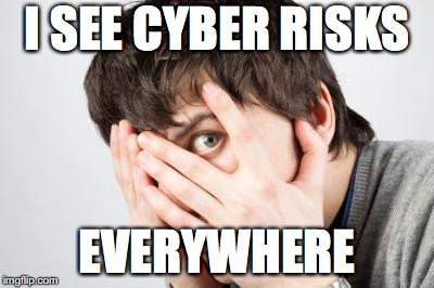 Scared Man | I SEE CYBER RISKS; EVERYWHERE | image tagged in scared man | made w/ Imgflip meme maker