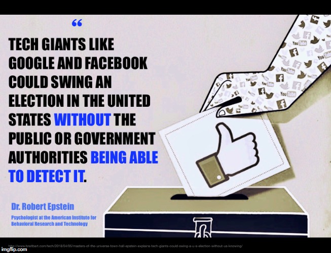 Google & Facebook Swing Election to Democrats Without Public Ever Knowing - Robert Epstein | image tagged in google,facebook,censorship,elections,robert epstein | made w/ Imgflip meme maker