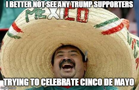 Mexico | I BETTER NOT SEE ANY TRUMP SUPPORTERS; TRYING TO CELEBRATE CINCO DE MAYO | image tagged in mexico | made w/ Imgflip meme maker