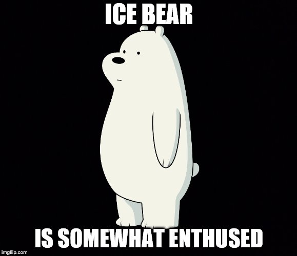 Clearly Excited
 | ICE BEAR; IS SOMEWHAT ENTHUSED | image tagged in we bear bears,ice bear | made w/ Imgflip meme maker