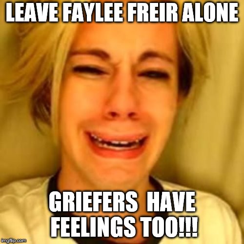 Leave Britney Alone | LEAVE FAYLEE FREIR ALONE; GRIEFERS  HAVE FEELINGS TOO!!! | image tagged in leave britney alone | made w/ Imgflip meme maker
