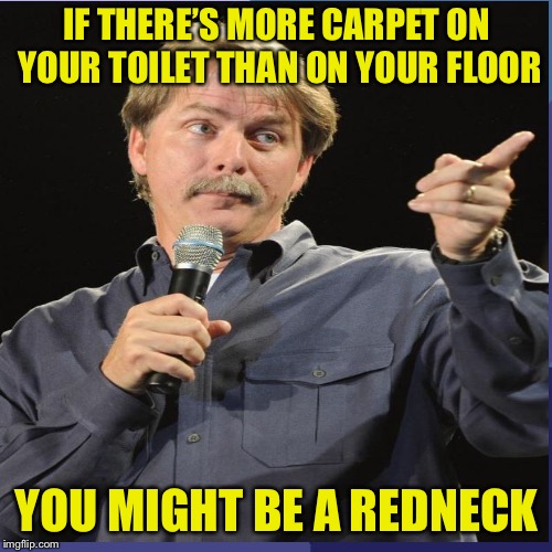 IF THERE’S MORE CARPET ON YOUR TOILET THAN ON YOUR FLOOR YOU MIGHT BE A REDNECK | made w/ Imgflip meme maker