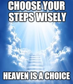 CHOOSE YOUR STEPS WISELY; HEAVEN IS A CHOICE | image tagged in memes | made w/ Imgflip meme maker