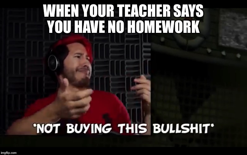 WHEN YOUR TEACHER SAYS YOU HAVE NO HOMEWORK | image tagged in markiplier,fnaf,fnaf sister location,bullshit | made w/ Imgflip meme maker