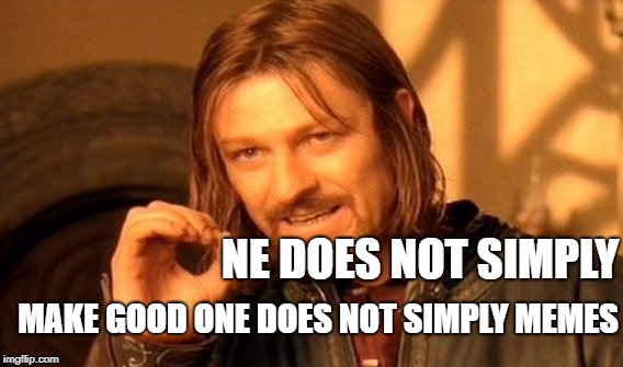 One Does Not Simply Meme | NE DOES NOT SIMPLY; MAKE GOOD ONE DOES NOT SIMPLY MEMES | image tagged in memes,one does not simply | made w/ Imgflip meme maker