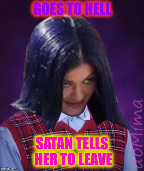 Bad Luck Mima | GOES TO HELL; SATAN TELLS HER TO LEAVE | image tagged in bad luck mima,memes | made w/ Imgflip meme maker