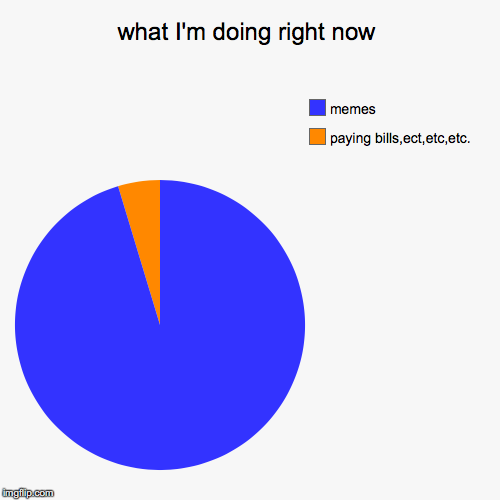 what I'm doing right now | paying bills,ect,etc,etc., memes | image tagged in funny,pie charts | made w/ Imgflip chart maker