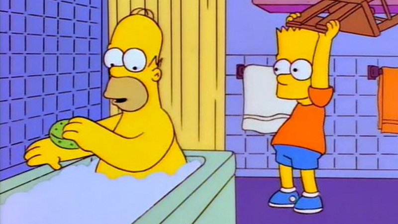 bart hitting homer with a chair Blank Meme Template