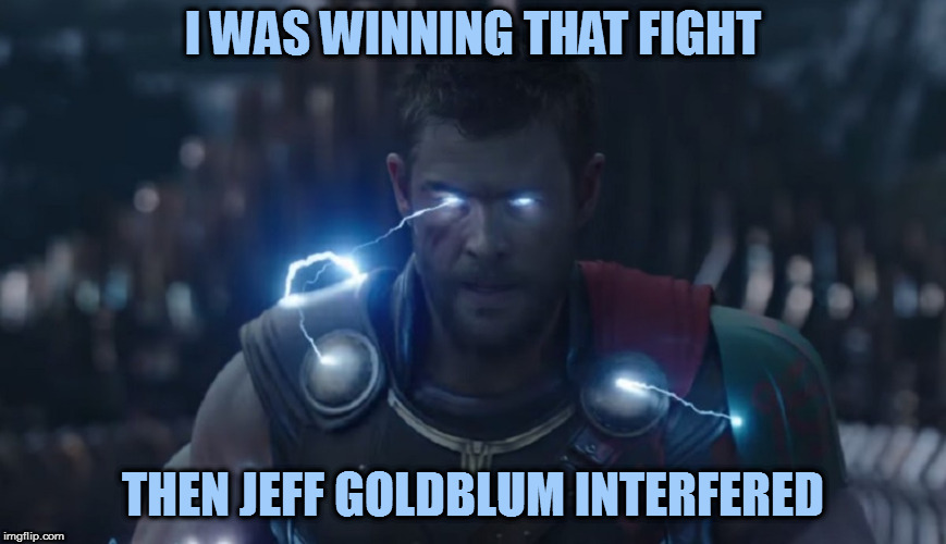 I WAS WINNING THAT FIGHT THEN JEFF GOLDBLUM INTERFERED | made w/ Imgflip meme maker