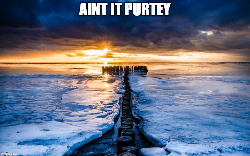 AINT IT PURTEY | image tagged in icey morning | made w/ Imgflip meme maker