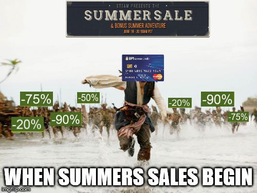 summer sales | WHEN SUMMERS SALES BEGIN | image tagged in memes,jack sparrow being chased | made w/ Imgflip meme maker