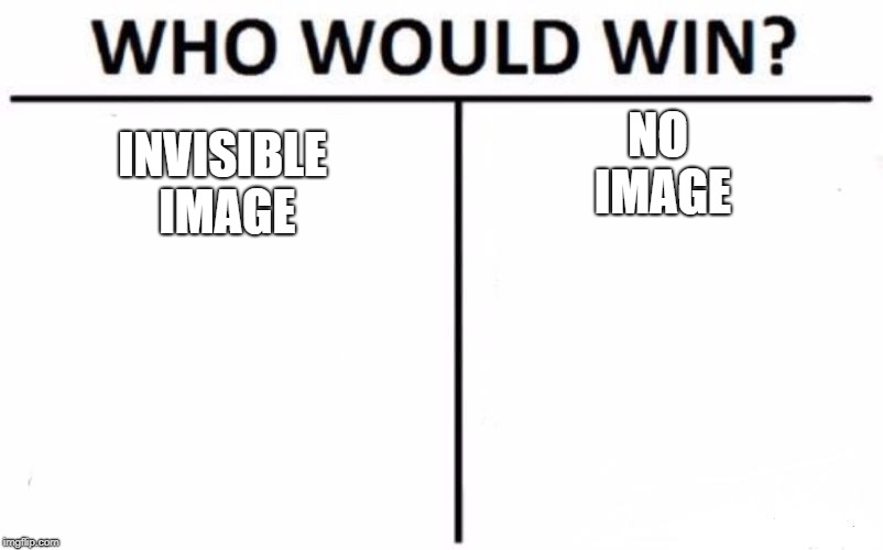 Who Would Win? | INVISIBLE IMAGE; NO IMAGE | image tagged in memes,who would win | made w/ Imgflip meme maker