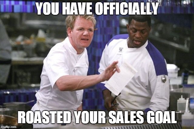 YOU HAVE OFFICIALLY; ROASTED YOUR SALES GOAL | image tagged in chef gordon ramsay | made w/ Imgflip meme maker
