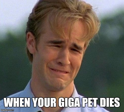 1990s First World Problems Meme | WHEN YOUR GIGA PET DIES | image tagged in memes,1990s first world problems | made w/ Imgflip meme maker