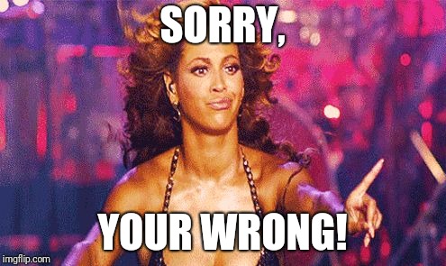 Beyonce Finger Wag | SORRY, YOUR WRONG! | image tagged in beyonce finger wag | made w/ Imgflip meme maker