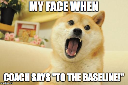 All sports players ever. | MY FACE WHEN; COACH SAYS "TO THE BASELINE!" | image tagged in doge 3,meme,sports,player | made w/ Imgflip meme maker