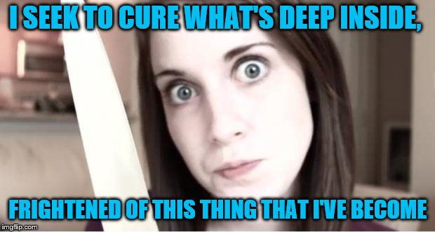 I SEEK TO CURE WHAT'S DEEP INSIDE, FRIGHTENED OF THIS THING THAT I'VE BECOME | made w/ Imgflip meme maker