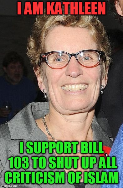 I AM KATHLEEN; I SUPPORT BILL 103 TO SHUT UP ALL CRITICISM OF ISLAM | made w/ Imgflip meme maker
