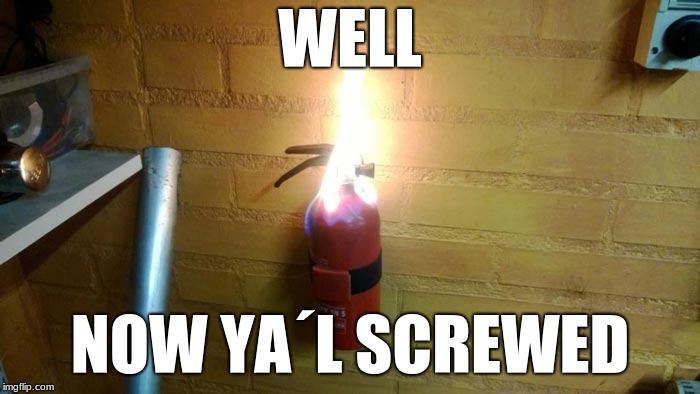 oh no........ | WELL; NOW YA´L SCREWED | image tagged in fire | made w/ Imgflip meme maker
