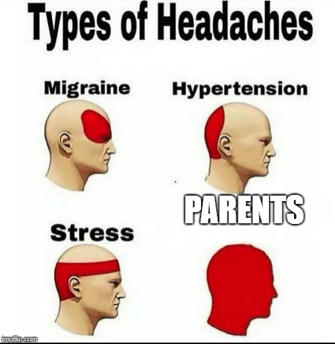 Types of Headaches meme | PARENTS | image tagged in types of headaches meme | made w/ Imgflip meme maker