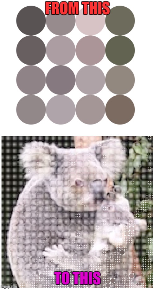Hmm what's this? A dot to a Koala?
Wierd
 |  FROM THIS; TO THIS | image tagged in funny | made w/ Imgflip meme maker