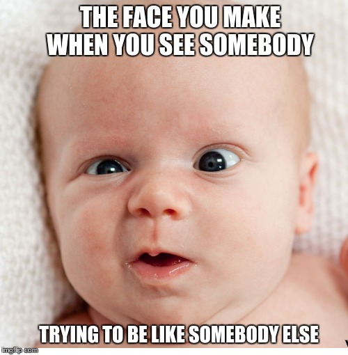THE FACE YOU MAKE WHEN YOU SEE SOMEBODY; TRYING TO BE LIKE SOMEBODY ELSE | image tagged in ignorance | made w/ Imgflip meme maker