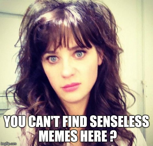 Zooey Deschanel | YOU CAN'T FIND SENSELESS MEMES HERE ? | image tagged in zooey deschanel | made w/ Imgflip meme maker