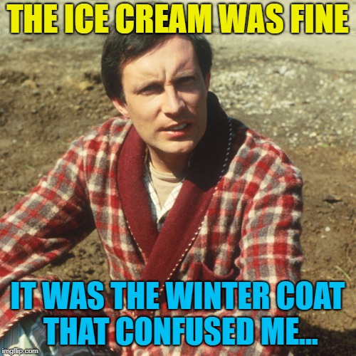 THE ICE CREAM WAS FINE IT WAS THE WINTER COAT THAT CONFUSED ME... | made w/ Imgflip meme maker