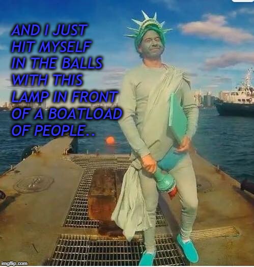 hitting balls | AND I JUST HIT MYSELF IN THE BALLS WITH THIS LAMP IN FRONT OF A BOATLOAD OF PEOPLE.. | image tagged in impracticaljokers | made w/ Imgflip meme maker