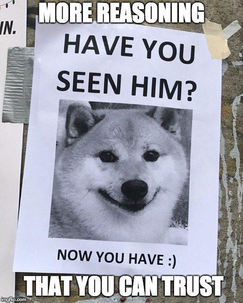 Have YOU seen him? | MORE REASONING; THAT YOU CAN TRUST | image tagged in lol | made w/ Imgflip meme maker