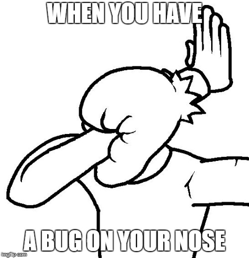 Extreme Facepalm | WHEN YOU HAVE; A BUG ON YOUR NOSE | image tagged in extreme facepalm | made w/ Imgflip meme maker
