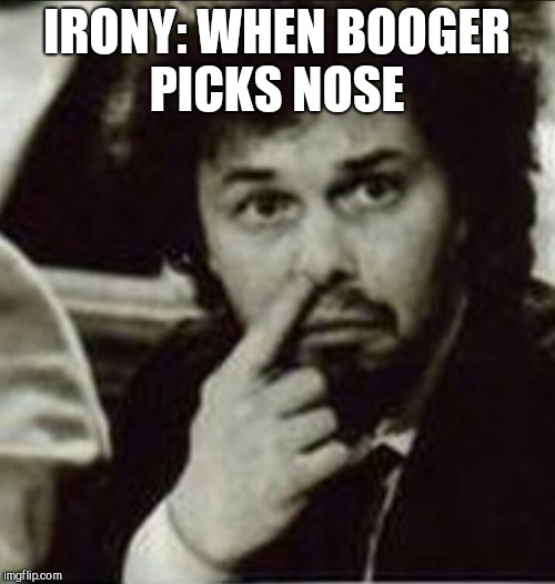 IRONY: WHEN BOOGER PICKS NOSE | image tagged in revenge of the nerds,jbmemegeek,nose pick,memes | made w/ Imgflip meme maker
