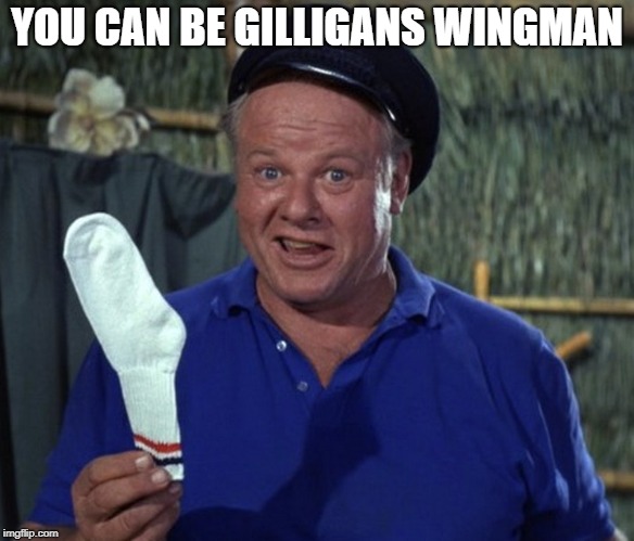 Not too hard to do | YOU CAN BE GILLIGANS WINGMAN | image tagged in skipper sock,gilligan the gilliana,islands of the dr monroe from too close for comfort | made w/ Imgflip meme maker