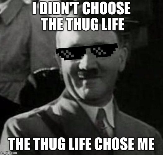 Cool Hitler | I DIDN'T CHOOSE THE THUG LIFE; THE THUG LIFE CHOSE ME | image tagged in cool hitler | made w/ Imgflip meme maker